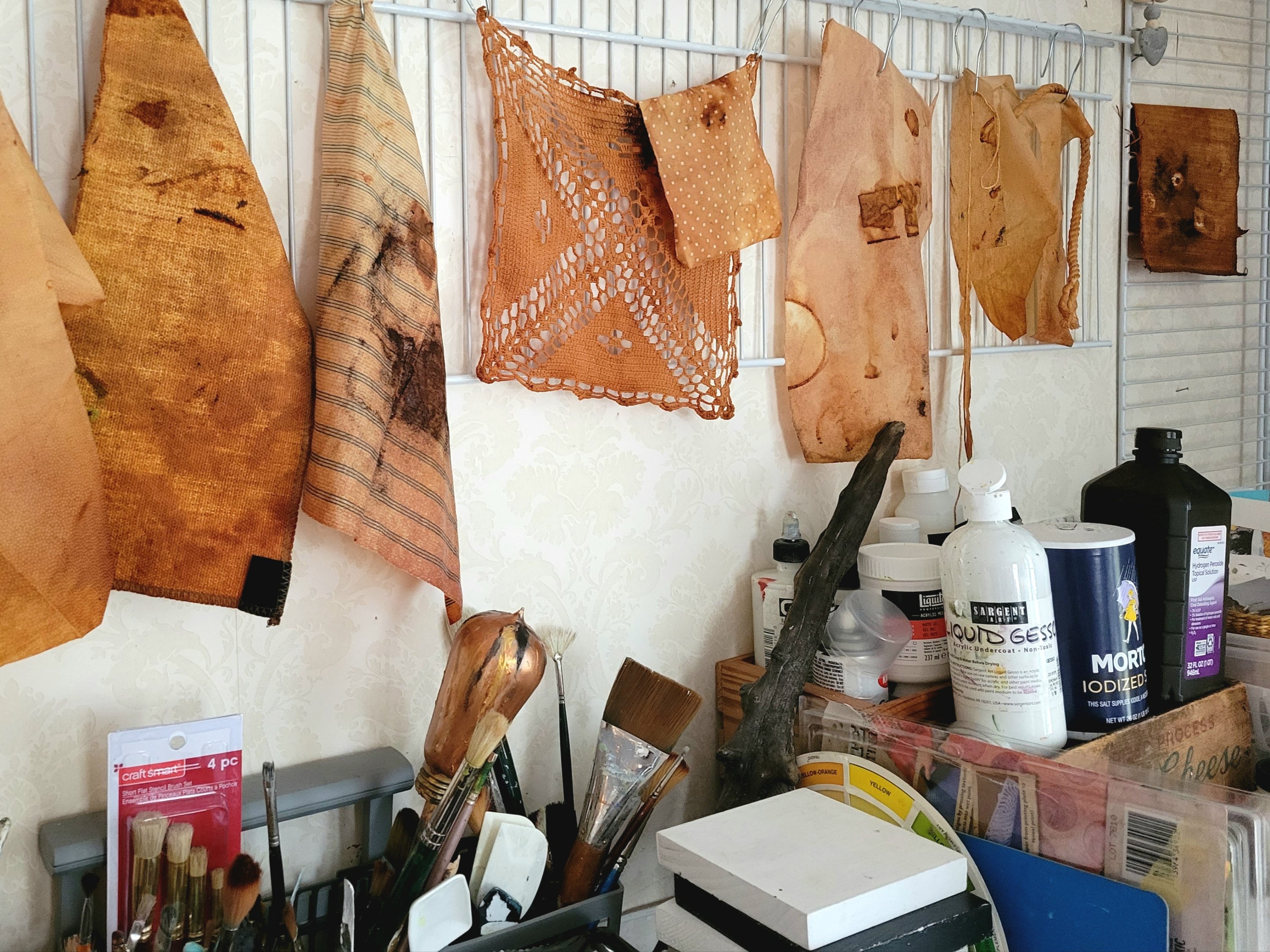 Creating rusty elements for future assemblage pieces.